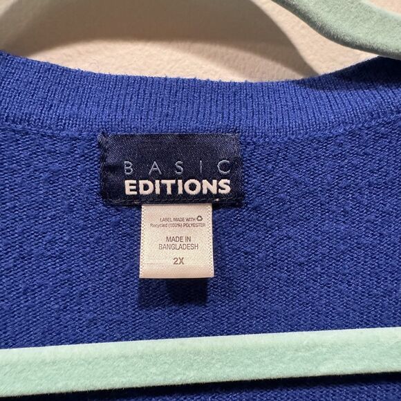 Basic Editions Cardigan Sweaters Set of 2 Knit Magenta Navy Long Sleeve Women 2X - Picture 7 of 12